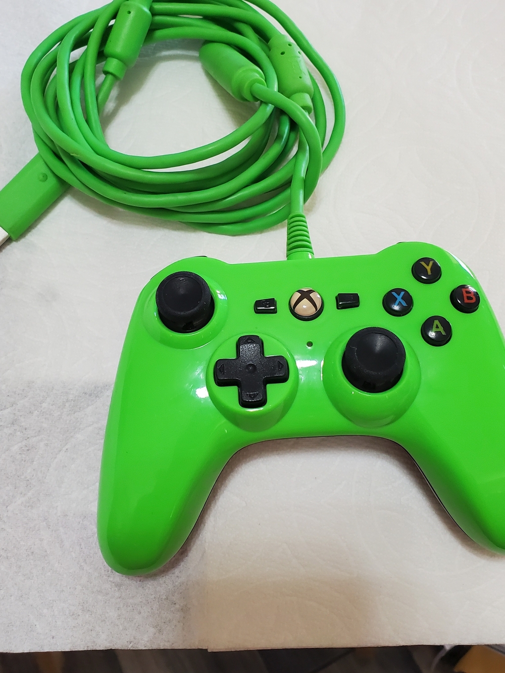 Green Wired Gaming Controller - Compatible Video Game Controller